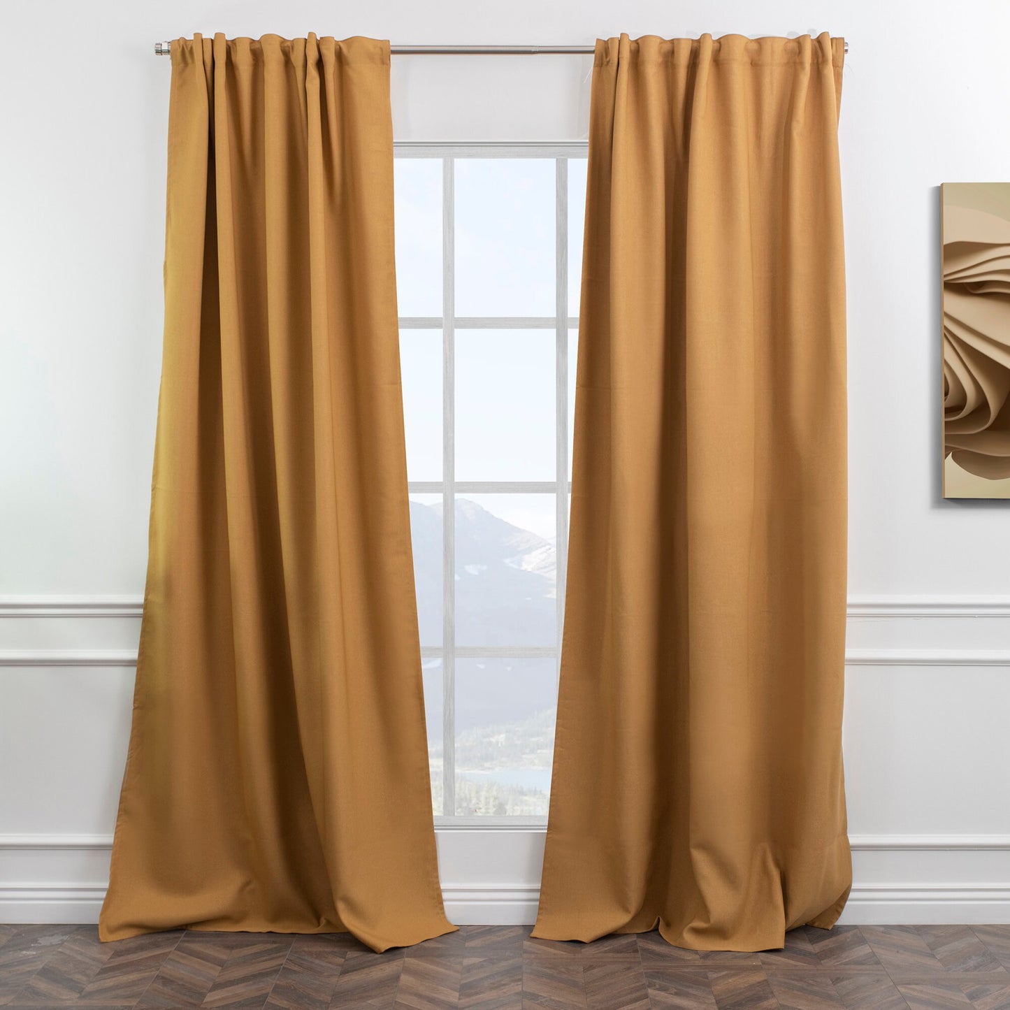 Extra Long and Extra Wide 90% Blackout Curtain Mustard Yellow Faux Linen Room Darkering Custom Made Decorative Solid Color Curtain 1 panel