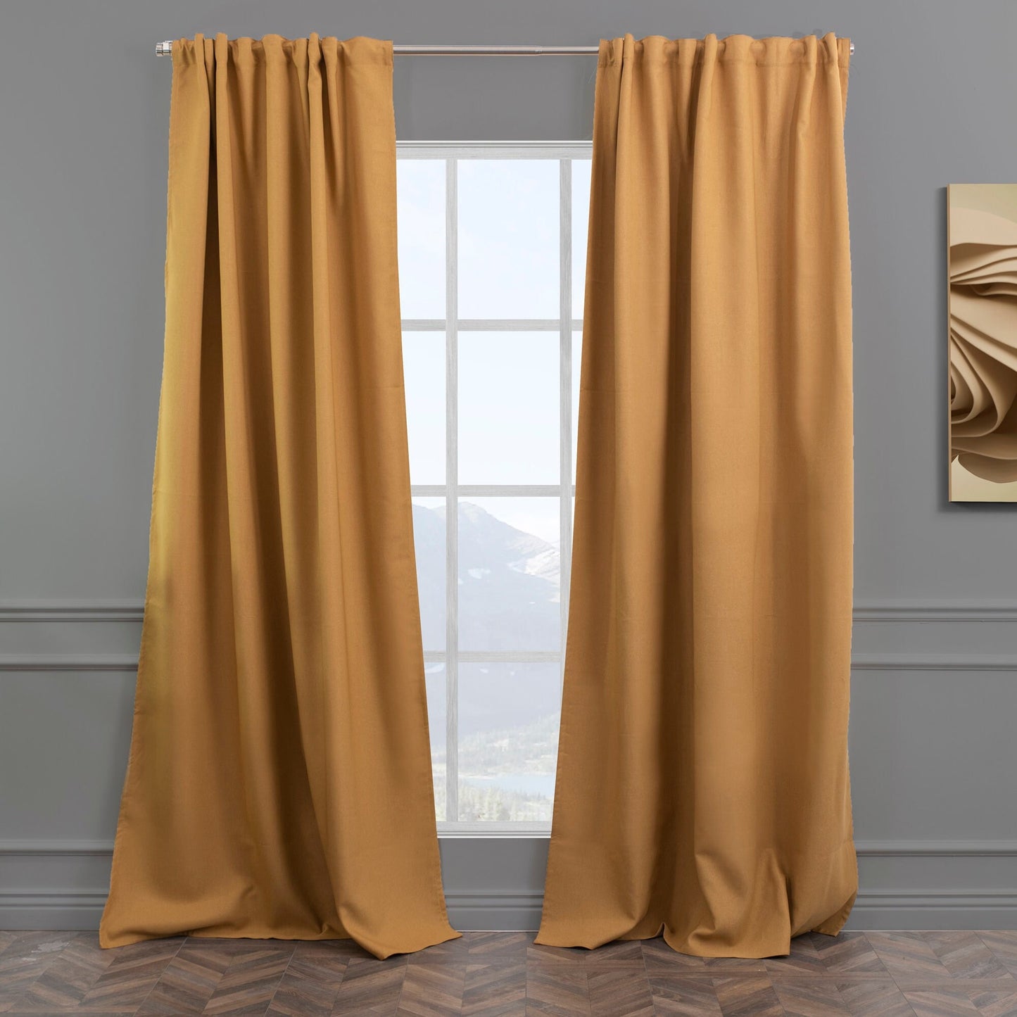 Extra Long and Extra Wide 90% Blackout Curtain Mustard Yellow Faux Linen Room Darkering Custom Made Decorative Solid Color Curtain 1 panel