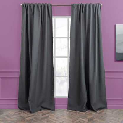 Anhtracite Faux Linen Room Darkering Extra Long and Extra Wide 90% Blackout Curtain Custom Made Decorative Solid Color Curtain 1 panel