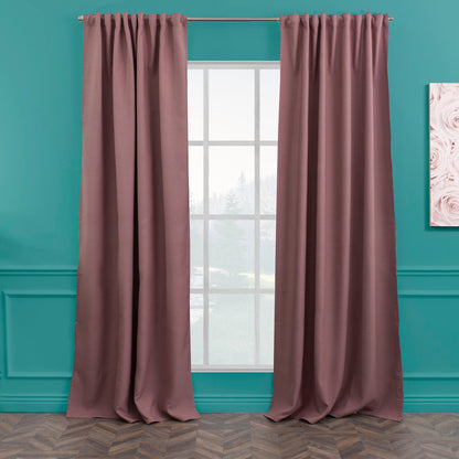 Rose Pink Faux Linen Room Darkering Extra Long and Extra Wide 90% Blackout Curtain Custom Made Decorative Solid Color Curtain 1 panel