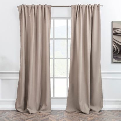 Beige Faux Linen Room Darkering Extra Long and Extra Wide 90% Blackout Curtain Custom Made Decorative Solid Color Curtain 1 panel