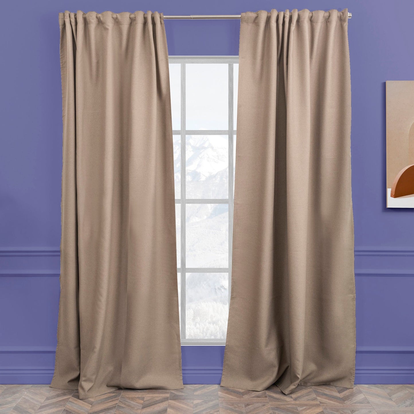 Dark Beige Faux Linen Room Darkering Extra Long and Extra Wide 90% Blackout Curtain Custom Made Decorative Solid Color Curtain 1 panel