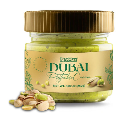 Included in the bundle: BeeMax Dubai Pistachio Cream Spread, 8.82 oz (250 g) jar