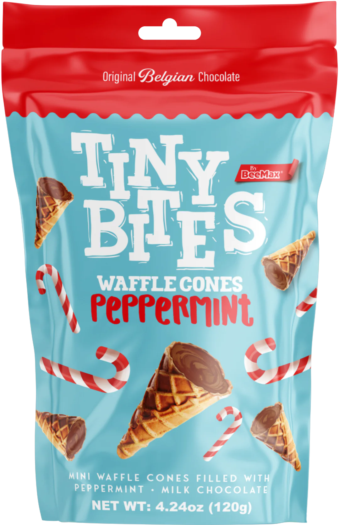 Tiny Bites Waffle Mini Cones with Premium Belgian Chocolate - Low Sugar, Delicious Snack