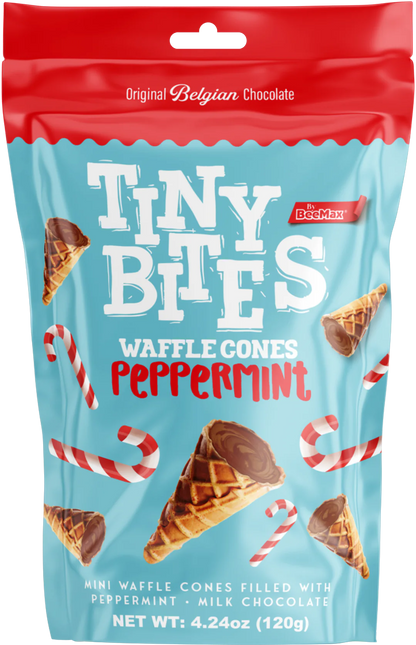 Tiny Bites Waffle Mini Cones with Premium Belgian Chocolate - Low Sugar, Delicious Snack