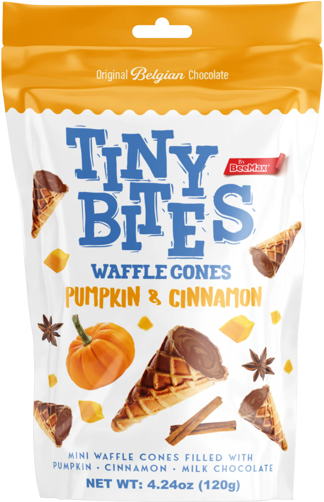 Tiny Bites Waffle Mini Cones with Premium Belgian Chocolate - Low Sugar, Delicious Snack