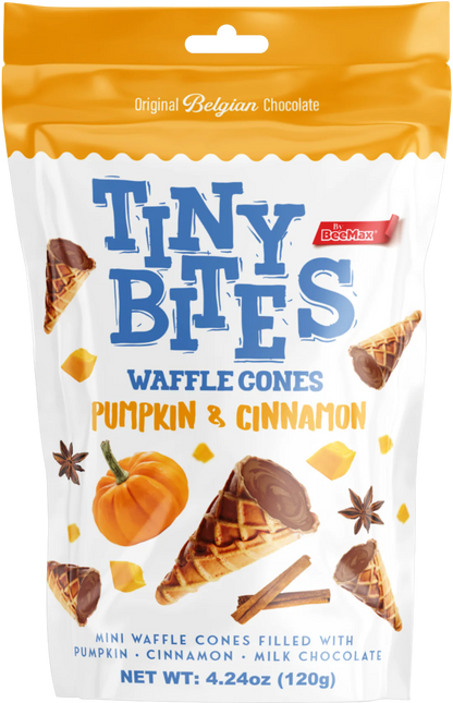 Tiny Bites Waffle Mini Cones with Premium Belgian Chocolate - Low Sugar, Delicious Snack