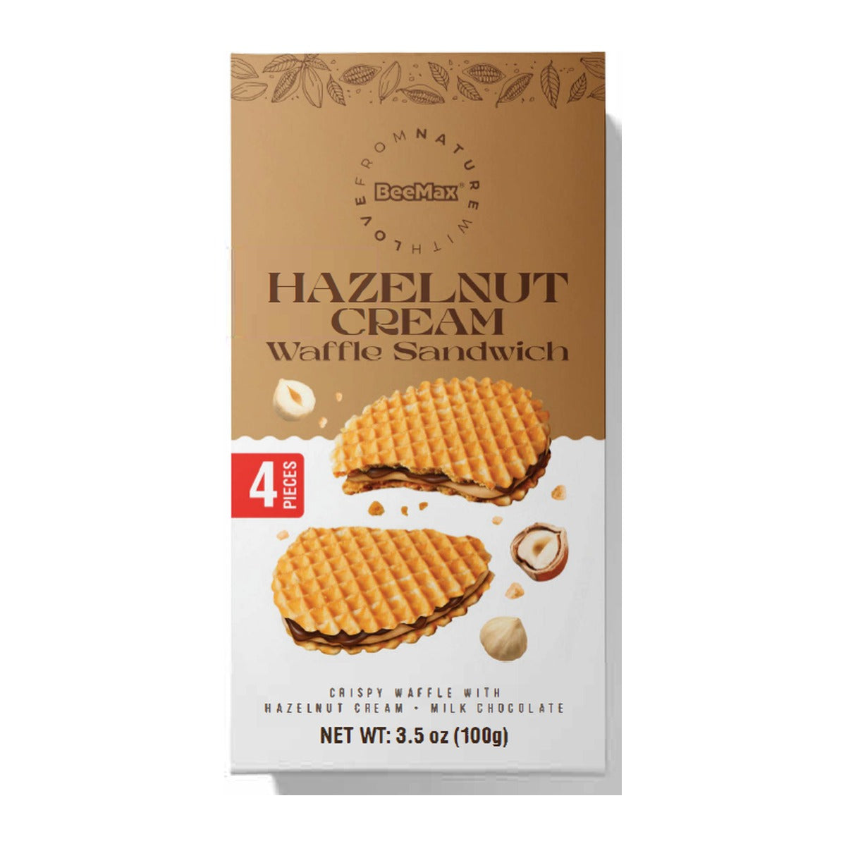 Beemax Hazelnut Cream Waffle Sandwich 3.5oz (100g) Box