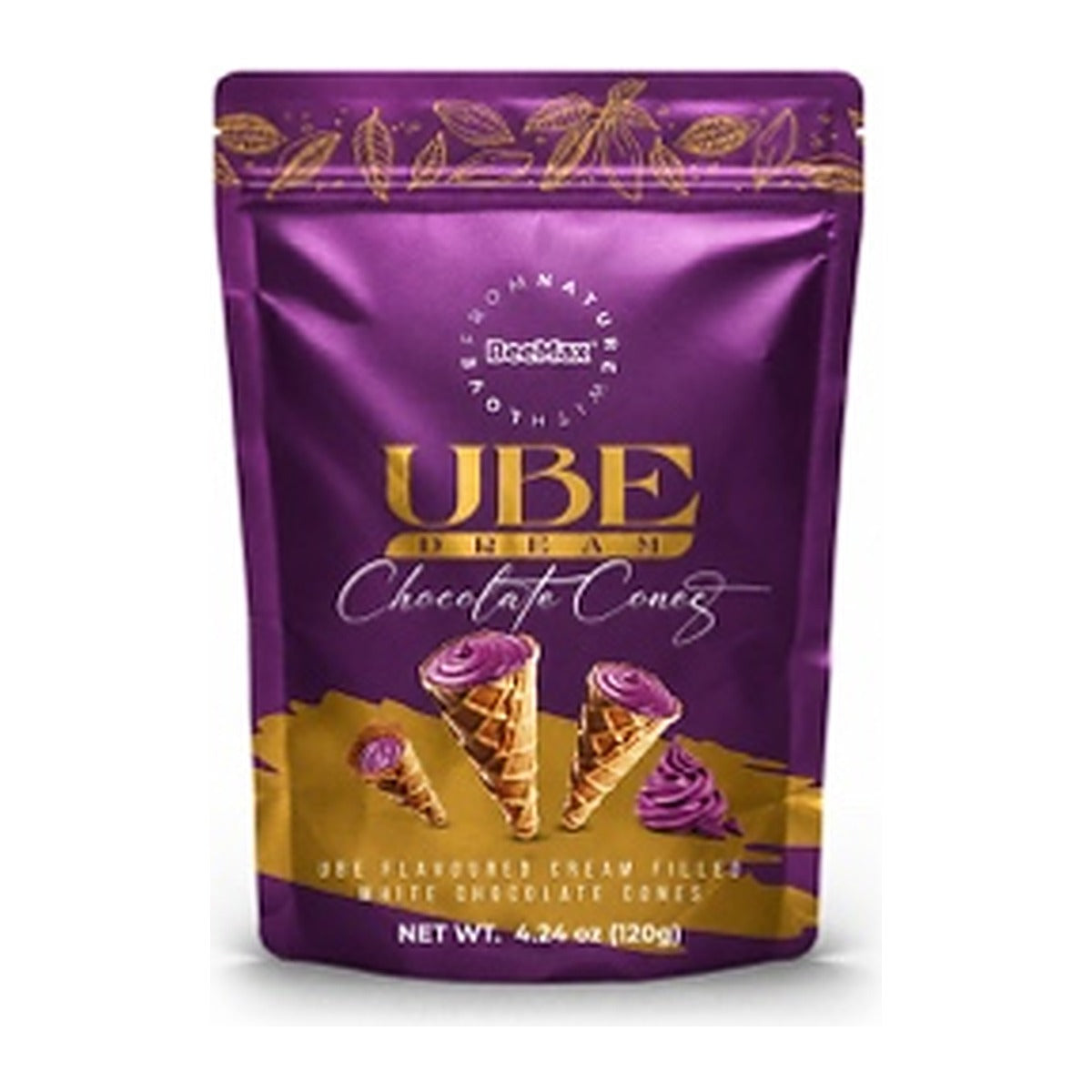 Beemax Ube Dream Chocolate Mini Waffle Cones 4.24oz (120g) Bag