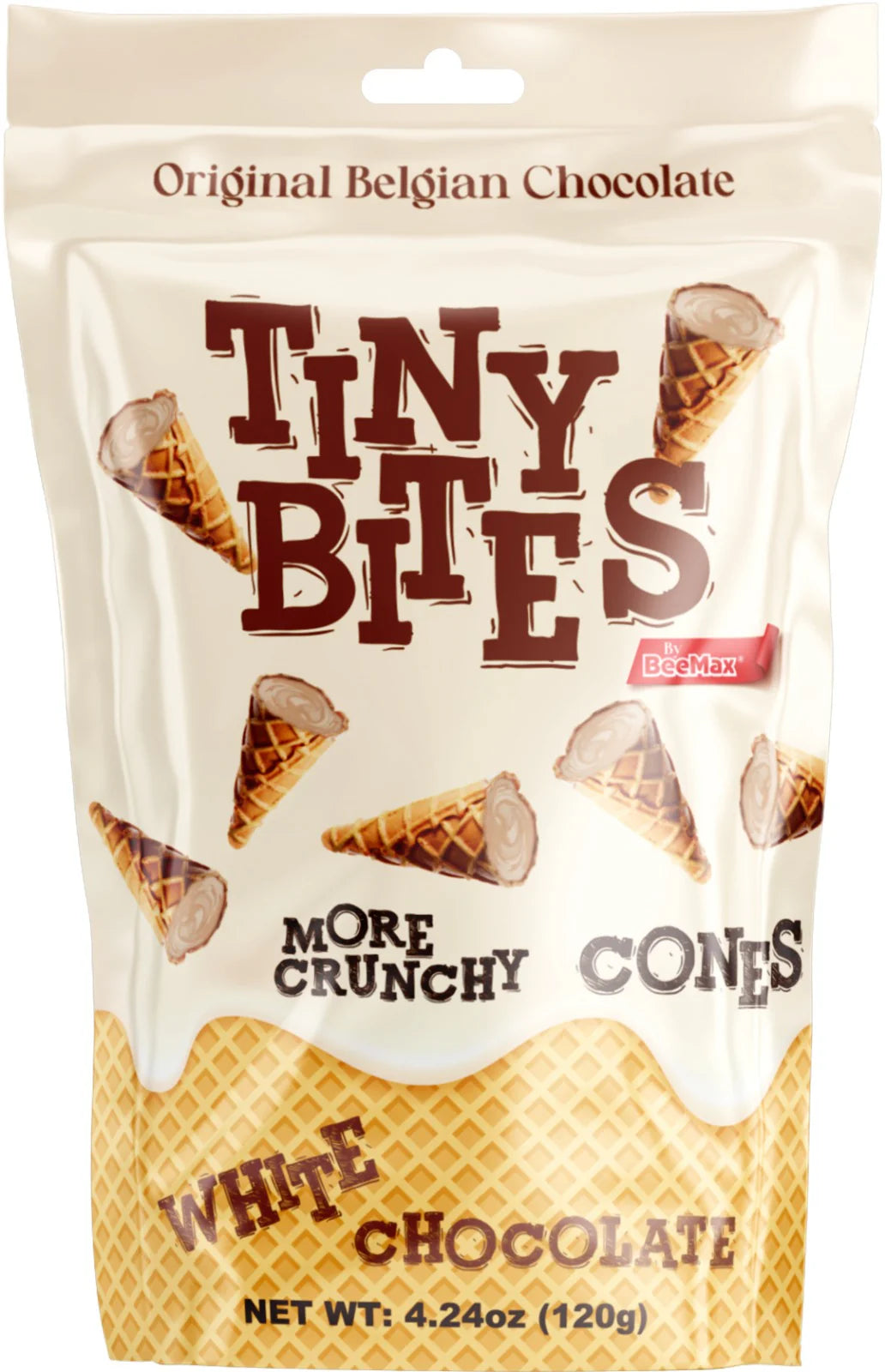 Tiny Bites Waffle Mini Cones with Premium Belgian Chocolate - Low Sugar, Delicious Snack